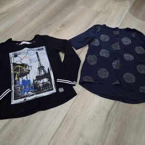 Deux par Deux Black and Navy Long Sleeve Tees